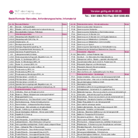 Bestellformular Barcode, Scheine, Infos