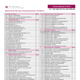 Bestellformular Barcode, Scheine, Infos